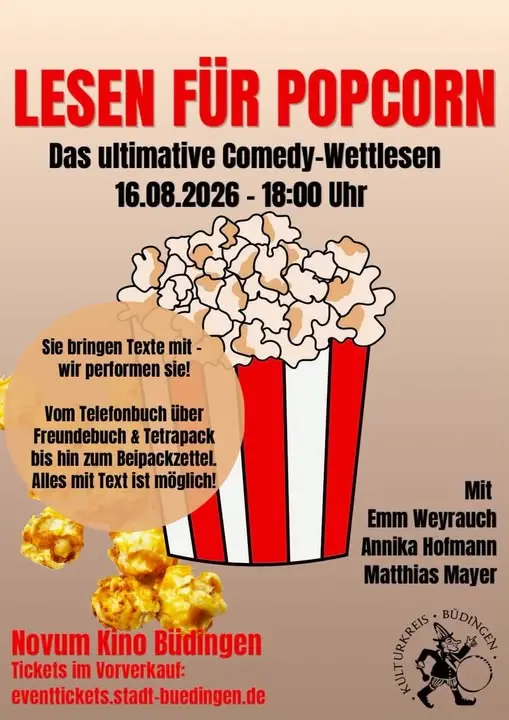 Lesen für Popcorn im Novum Kino Büdingen